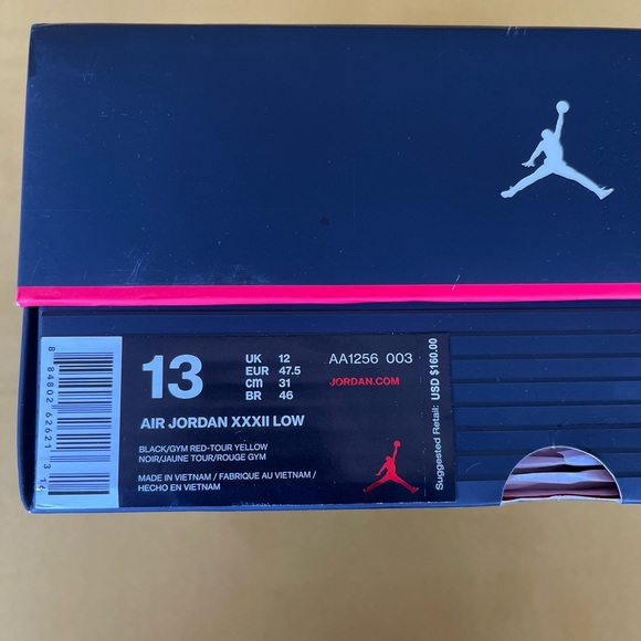 Air Jordan XXXII Low Black/ Gym Red-Tour Yellow Size 13 - Picture 5 of 8